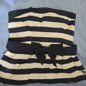 Abercrombie & Fitch Navy Blue and White Strapless shirt
